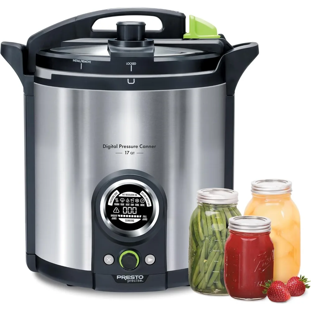 17 Quart Digital Pressure Canner with Display Waterbath Safety Features Recipe Book Stainless
17 Quart Digital Pressure Canner with Display Waterbath Safety Features Recipe Book Stainless