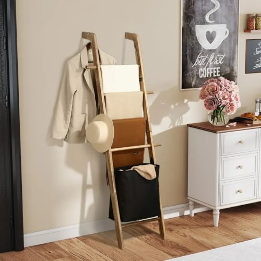 67-Inch Farmhouse Blanket Ladder with Basket Rustic Wooden Display Ladder for Throws Blankets Quilts and Towels Sturdy Wall Lea
67-Inch Farmhouse Blanket Ladder with Basket Rustic Wooden Display Ladder for Throws Blankets Quilts and Towels Sturdy Wall Lea
