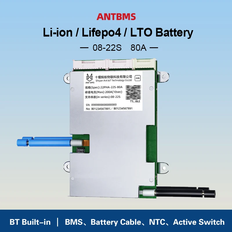 Умная BMS-система ANT 8S-22S для балансировки Li-ion, LiFePo4, LTO аккумуляторов электровелосипедов, 80А, со встроенным Bluetooth и UART
Умная BMS-система ANT 8S-22S для балансировки Li-ion, LiFePo4, LTO аккумуляторов электровелосипедов, 80А, со встроенным Bluetooth и UART