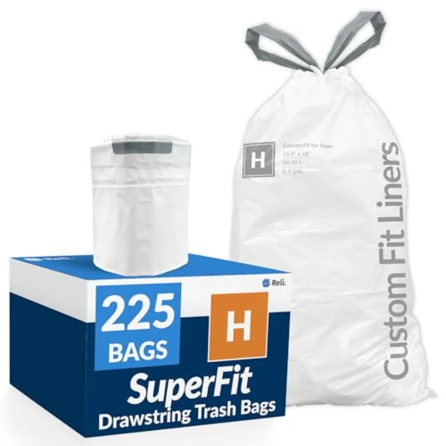 Мешки для мусора SuperFit Code H, 225 шт., совместимые с Simplehuman Code H, на завязках, объемом 30-35 литров / 8-9 галлонов, белые.
Мешки для мусора SuperFit Code H, 225 шт., совместимые с Simplehuman Code H, на завязках, объемом 30-35 литров / 8-9 галлонов, белые.