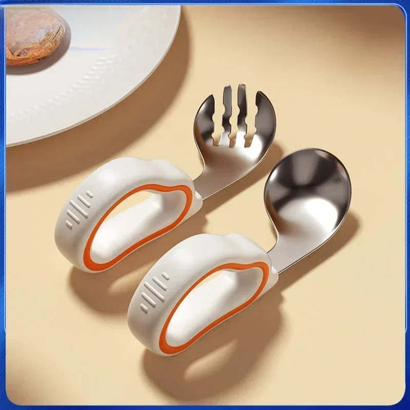 Baby New Design Training Elbow Fork Spoon Short Handle Learn Artifact Silicone Baby Easy To Grip 316 Stainless Steel Fork Spoons
Baby New Design Training Elbow Fork Spoon Short Handle Learn Artifact Silicone Baby Easy To Grip 316 Stainless Steel Fork Spoons
