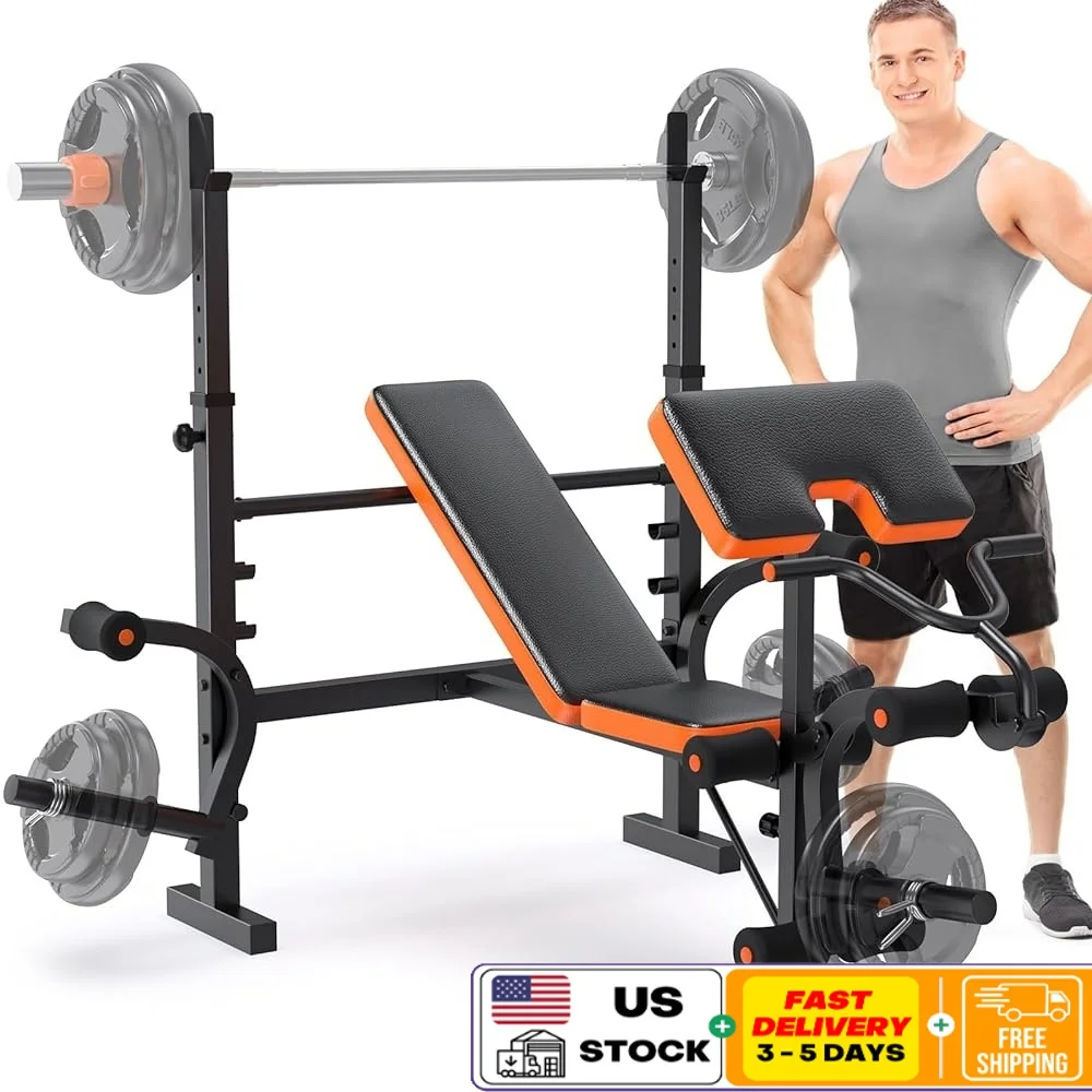 6-in-1 Weight Bench with Squat Rack Adjustable Leg Developer Preacher Curl Home Gym Equipment 990LB Capacity Fitness Bench
6-in-1 Weight Bench with Squat Rack Adjustable Leg Developer Preacher Curl Home Gym Equipment 990LB Capacity Fitness Bench