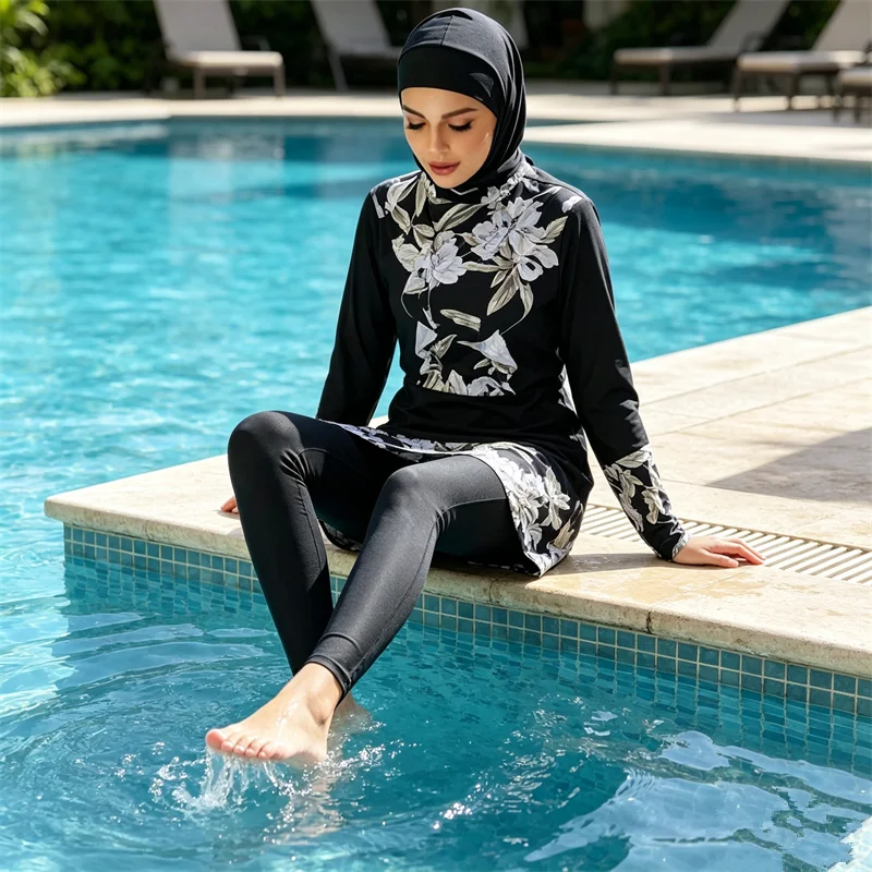 3pcs Modest Burkini Women Muslim Swimwear Print Tops Pants Hat Swimsuit Islamic Bathing Suit Swim Conservative Maillot De Bain
3pcs Modest Burkini Women Muslim Swimwear Print Tops Pants Hat Swimsuit Islamic Bathing Suit Swim Conservative Maillot De Bain