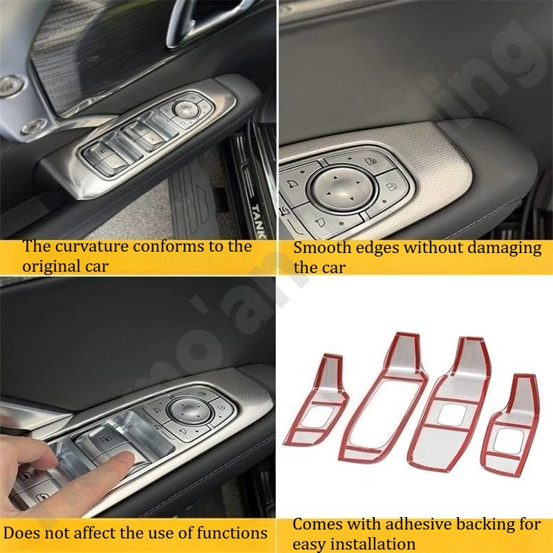 for GWM Tank-400 Hi4z/t 2026 Window glass lifting switch panel/stainless steel interior accessories
for GWM Tank-400 Hi4z/t 2026 Window glass lifting switch panel/stainless steel interior accessories
