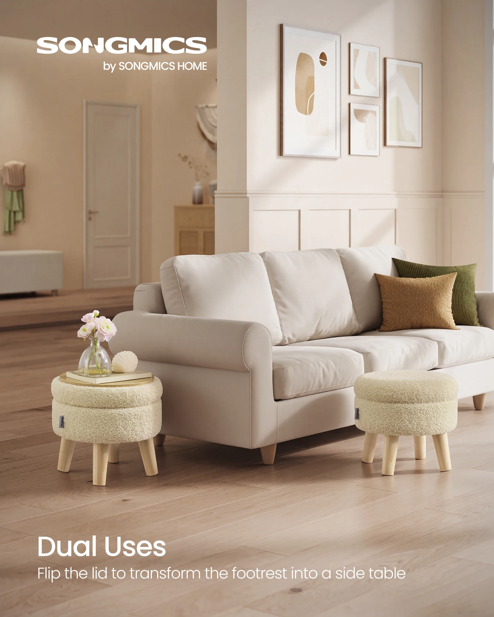 SONGMICS Storage Ottoman, Foot Stool, Round Ottoman with Padded Seat, Foot Rest with Wood Legs, Small Table, for Hallway, Living
SONGMICS Storage Ottoman, Foot Stool, Round Ottoman with Padded Seat, Foot Rest with Wood Legs, Small Table, for Hallway, Living