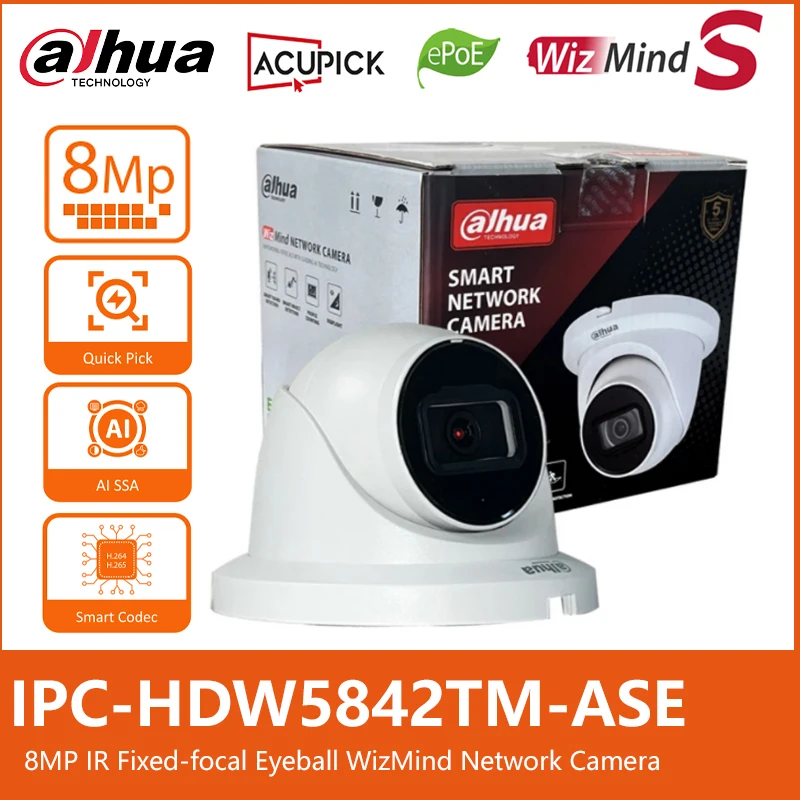 Dahua IPC-HDW5842TM-ASE S3 8MP Встроенный микрофон IP67 IR50M POE ePoe SMD 3.0 Обнаружение лиц Подсчет людей IP-камера WizMind AcuPick
Dahua IPC-HDW5842TM-ASE S3 8MP Встроенный микрофон IP67 IR50M POE ePoe SMD 3.0 Обнаружение лиц Подсчет людей IP-камера WizMind AcuPick