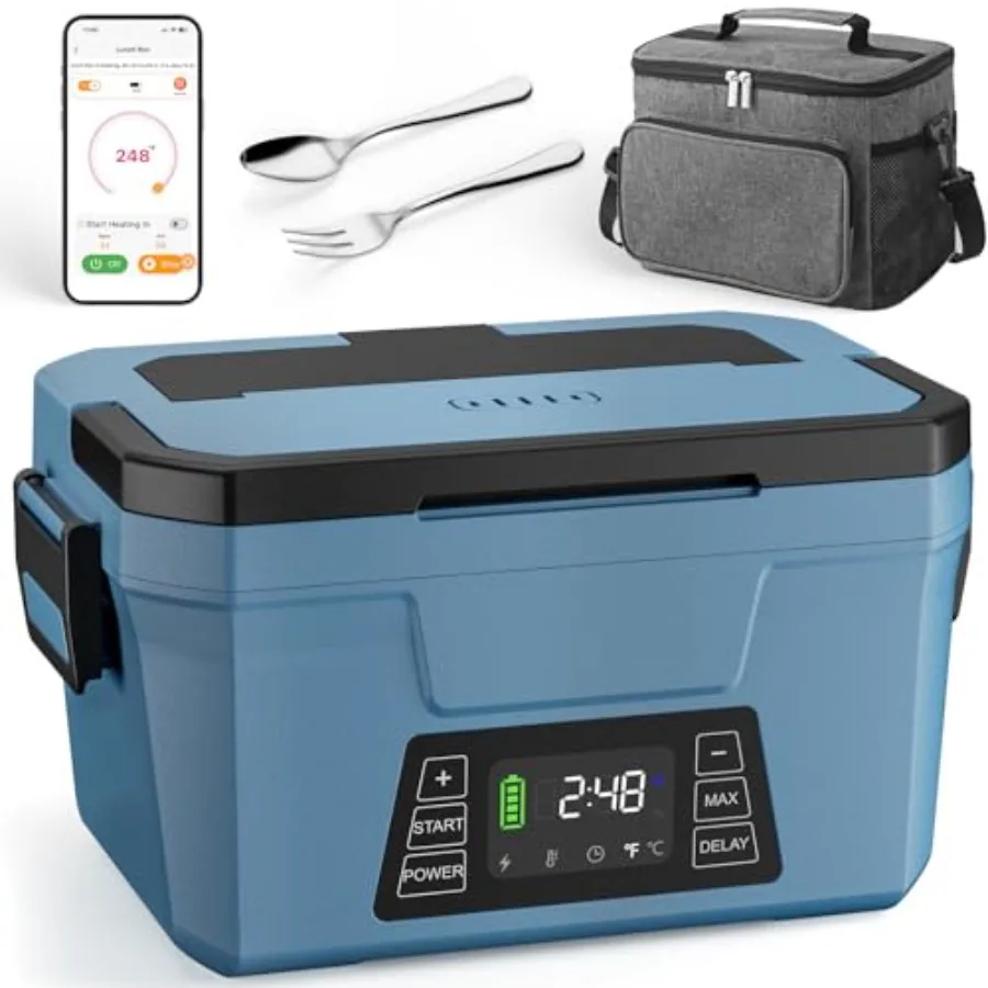 Cordless Electric Lunch Box for Work: Stainless Steel, Black, 5-Sided Heating, 248 APP Control Timer, Rechargeable Food Warmer
Cordless Electric Lunch Box for Work: Stainless Steel, Black, 5-Sided Heating, 248 APP Control Timer, Rechargeable Food Warmer