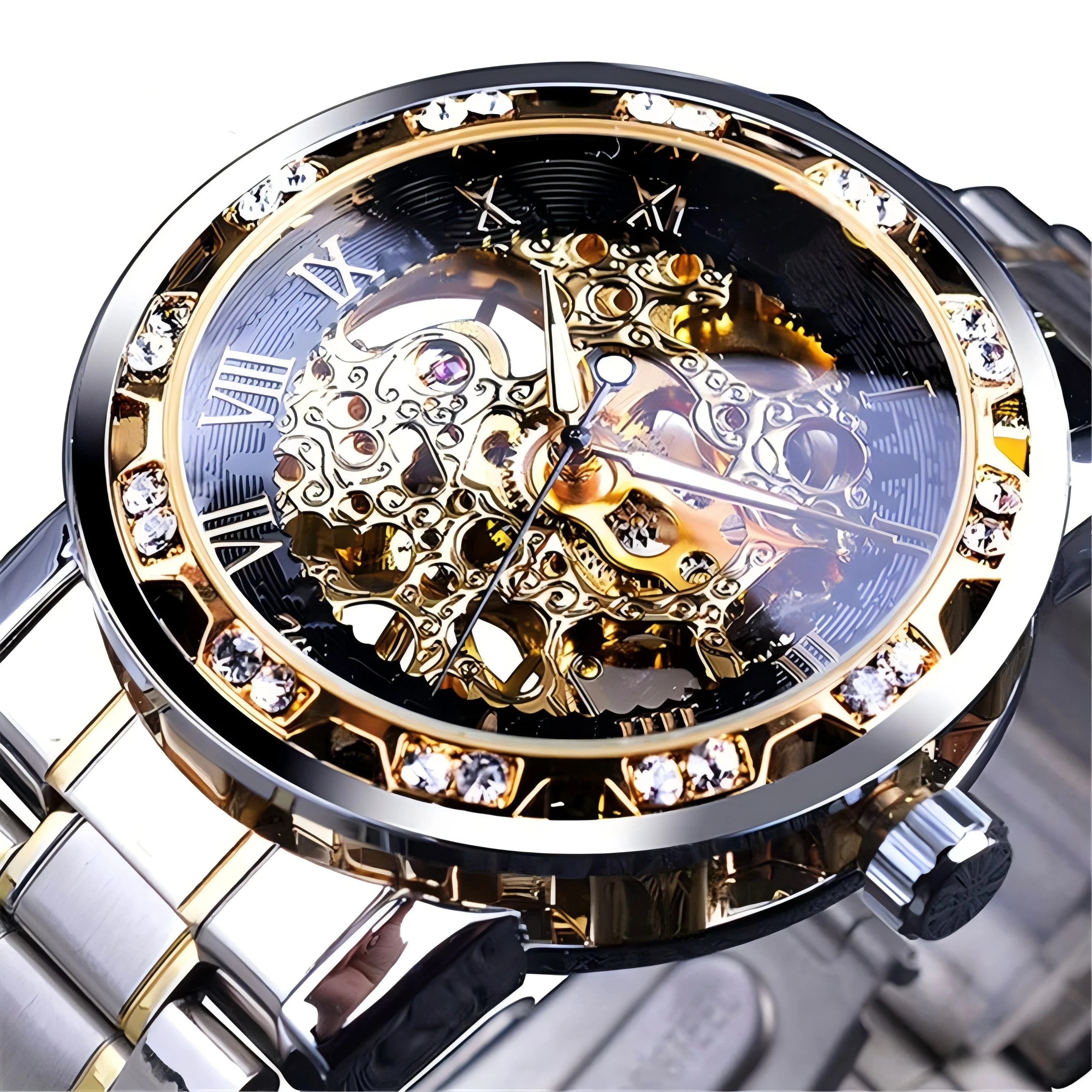 2025 Diamond Men's Mechanical Watch Roman Analog Wristwatch Luxury Golden Black Male Skeleton Luminous Clock Relogio Masculino
2025 Diamond Men's Mechanical Watch Roman Analog Wristwatch Luxury Golden Black Male Skeleton Luminous Clock Relogio Masculino