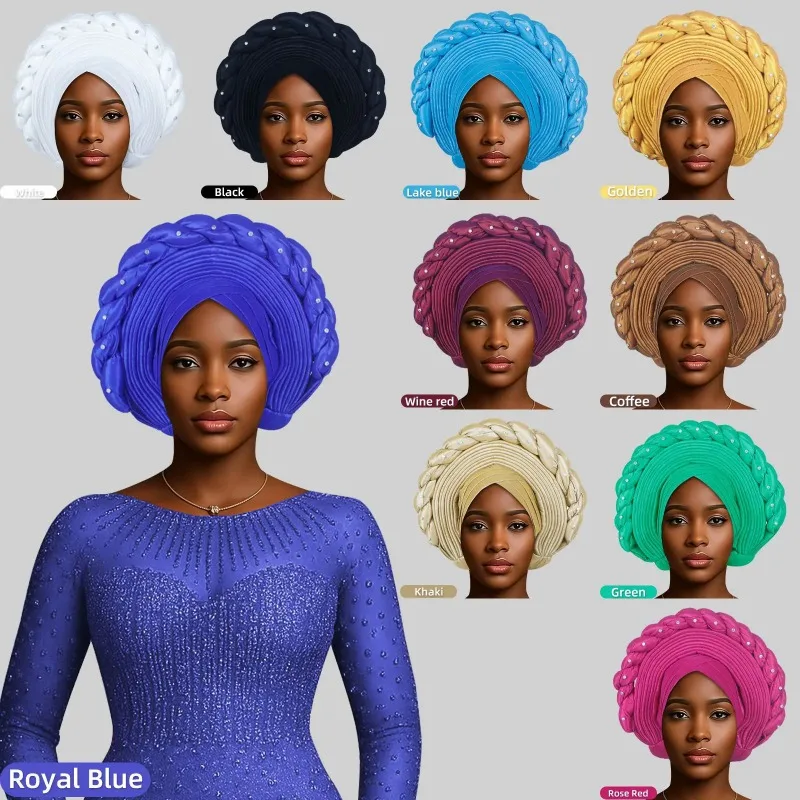 African Headtie Turban Nigerian Wedding Geles Muslim Headwear Gele Female Head Wraps Headtie Auto Gele Casual Women Caps
African Headtie Turban Nigerian Wedding Geles Muslim Headwear Gele Female Head Wraps Headtie Auto Gele Casual Women Caps