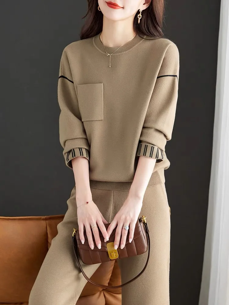 New Fashion Casual Knitted Pant Sets Women Autumn Winter O-neck Long Sleeve Sweater Sweatshirt + Wide Leg Pants 2 Picee Outfits
New Fashion Casual Knitted Pant Sets Women Autumn Winter O-neck Long Sleeve Sweater Sweatshirt + Wide Leg Pants 2 Picee Outfits