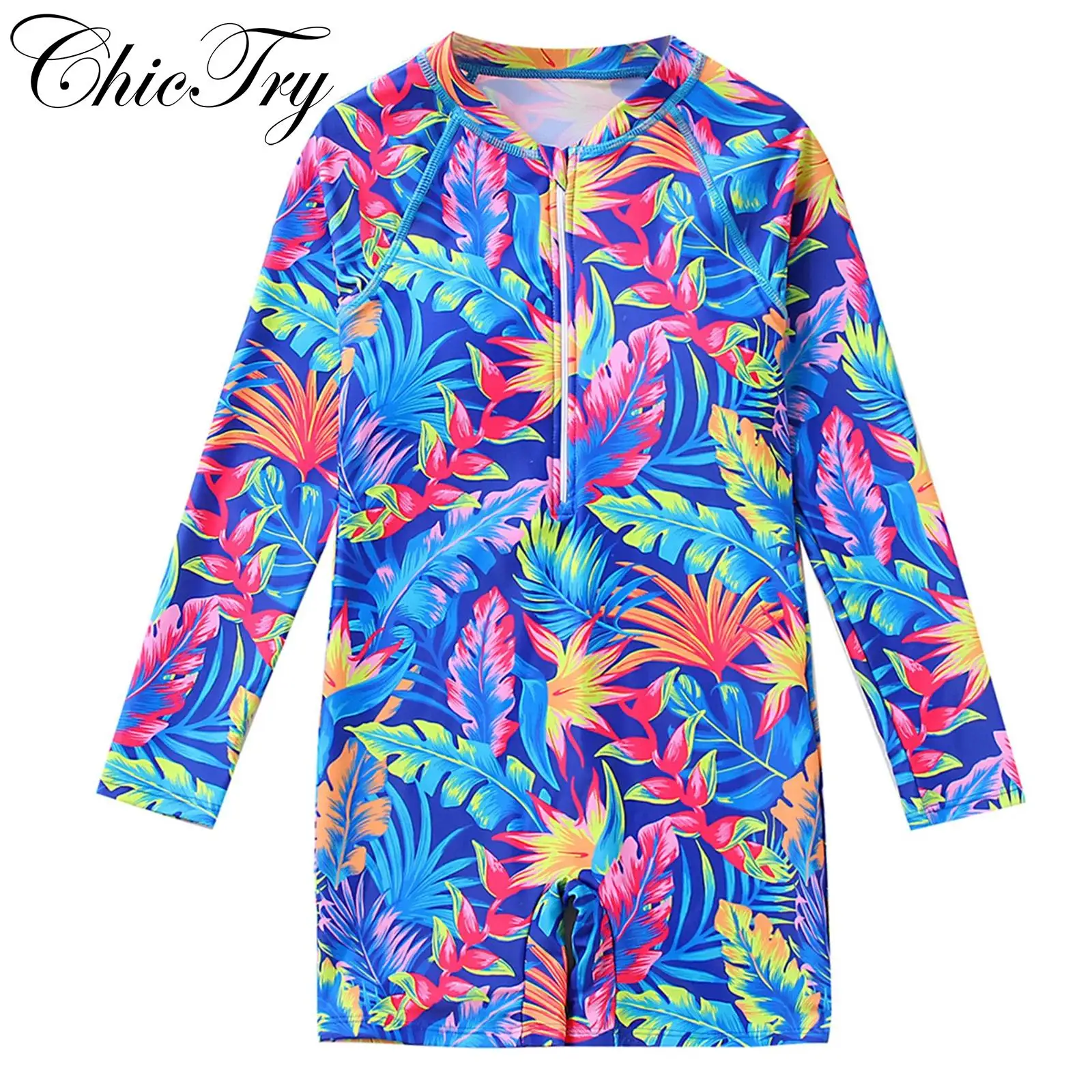 Kids Girls Summer One Piece Swimsuits Long Sleeve Printed Bathing Suit Sun Protection Swimwear with Front Zipper Swim Accessory
Kids Girls Summer One Piece Swimsuits Long Sleeve Printed Bathing Suit Sun Protection Swimwear with Front Zipper Swim Accessory