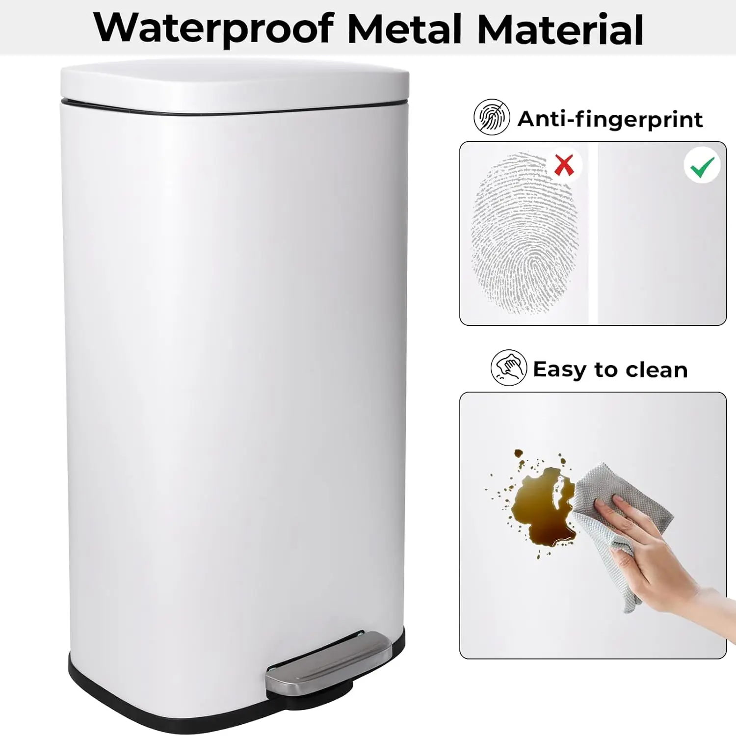 Мусорное ведро на 30 л с крышкой, кухонное мусорное ведро, стальная педальная корзина с внутренним ведром, мягкое закрытие для кухни, ванной комнаты, офиса, белый
Мусорное ведро на 30 л с крышкой, кухонное мусорное ведро, стальная педальная корзина с внутренним ведром, мягкое закрытие для кухни, ванной комнаты, офиса, белый
