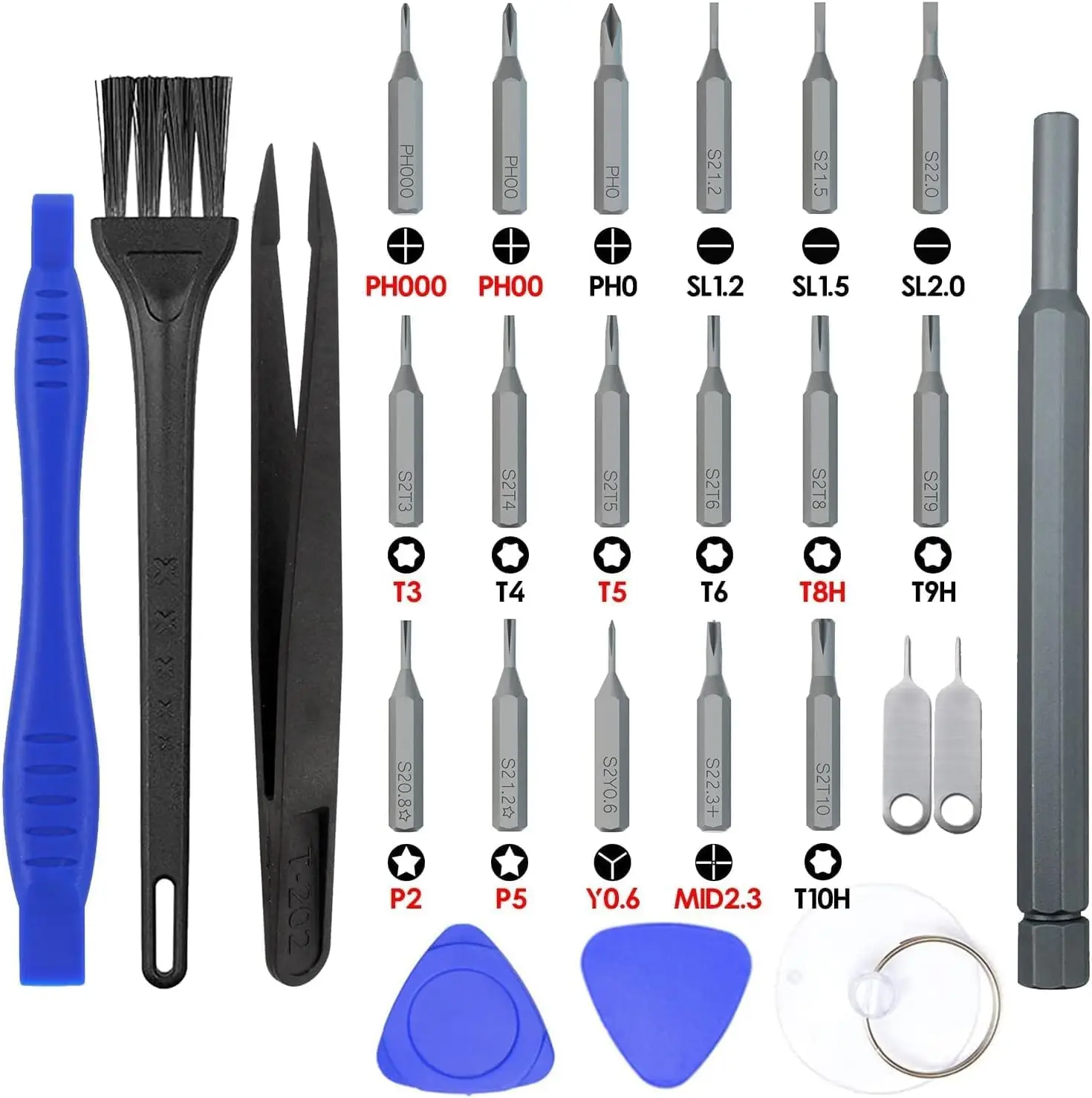 26pcs Macbook Repair Tool Kit P5 Pentalobe, T5 Torx Screwdriver w Spudger for MacBook Pro & Air, iPhone, Xbox, PS4
26pcs Macbook Repair Tool Kit P5 Pentalobe, T5 Torx Screwdriver w Spudger for MacBook Pro & Air, iPhone, Xbox, PS4