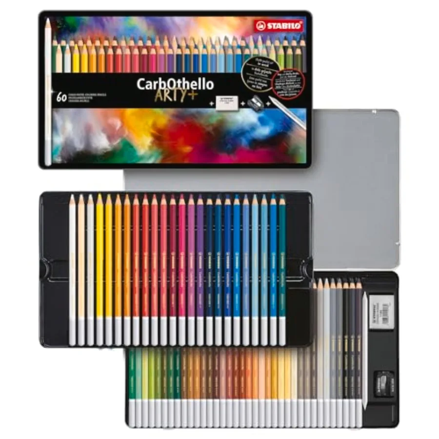 - CarbOthello - Chalk-Pastel Pencil - ARTY+ - Tin of 60 - Assorted colors with Sharpener Kneaded Eraser and Blending Stump
- CarbOthello - Chalk-Pastel Pencil - ARTY+ - Tin of 60 - Assorted colors with Sharpener Kneaded Eraser and Blending Stump