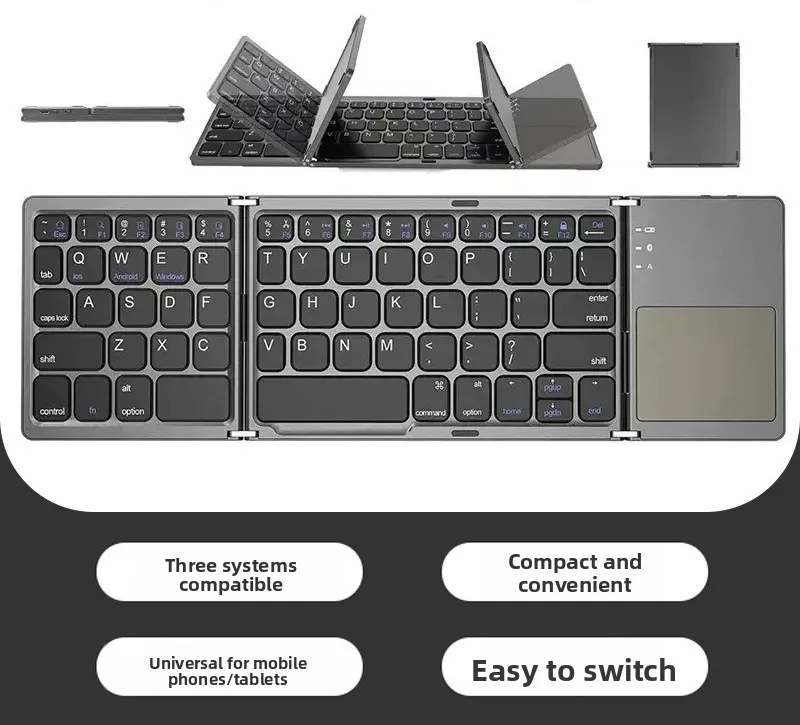 Folding mini bluetooth keyboard, portable ultra-thin keyboard universal 63 keys, material ABS
Folding mini bluetooth keyboard, portable ultra-thin keyboard universal 63 keys, material ABS