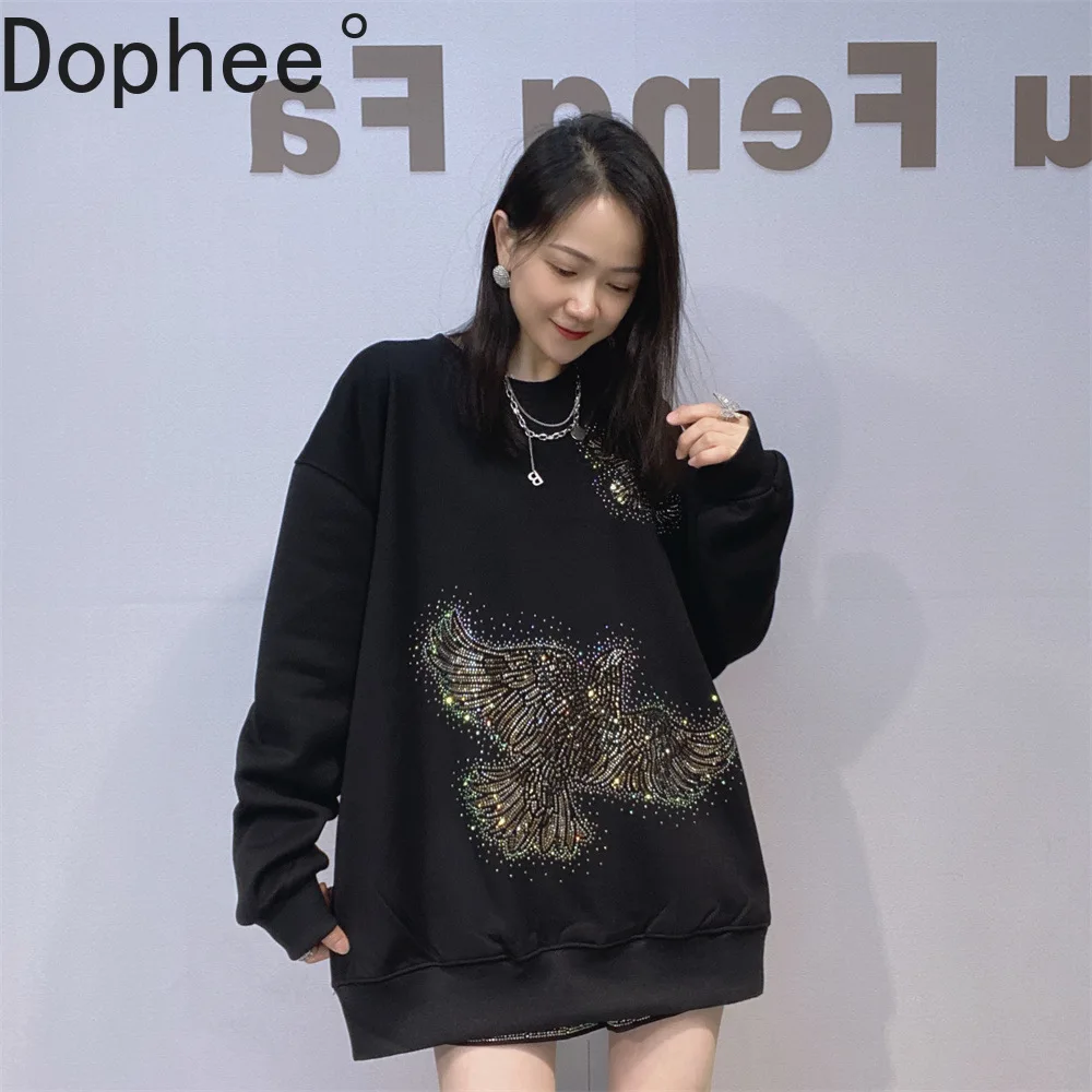 Lazy Wind Autumn Winter Thicken Fleece Women Sweatshirt Diamonds Large Size O-neck Pullover Top Mid-long Black Basic Hoodie Tops
Lazy Wind Autumn Winter Thicken Fleece Women Sweatshirt Diamonds Large Size O-neck Pullover Top Mid-long Black Basic Hoodie Tops