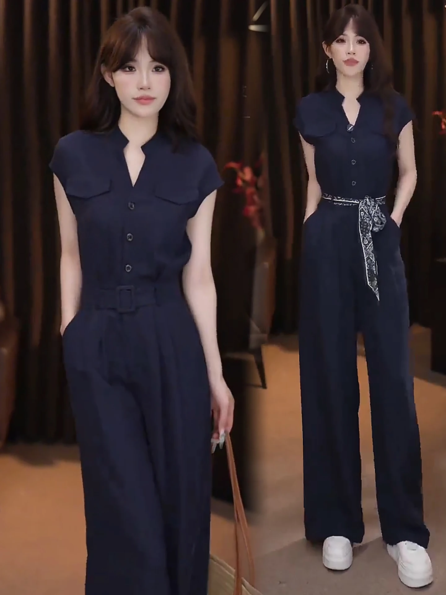 Ele Faionable цельные брюки женские летние новые утягивающие костюмы с застежкой на талии антивозрастной повседневный комплект широких брюк
Ele Faionable цельные брюки женские летние новые утягивающие костюмы с застежкой на талии антивозрастной повседневный комплект широких брюк