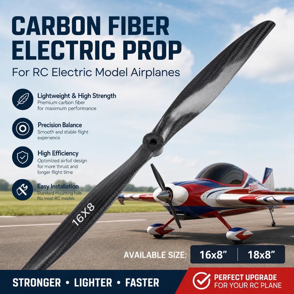 Carbon Fiber Propeller Electric 16x8 18x8 inches for RC Electric Model Airplanes
Carbon Fiber Propeller Electric 16x8 18x8 inches for RC Electric Model Airplanes