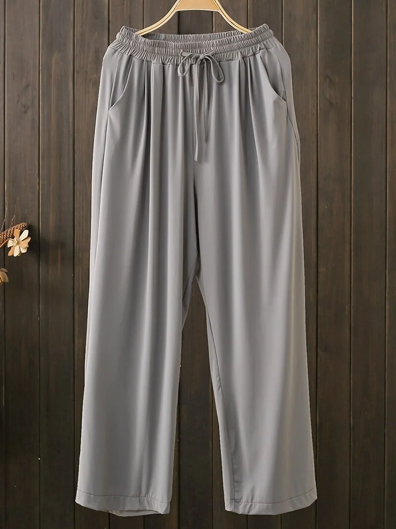High Waist Summer plus Size Sun Protection Pants Women's Loose Casual Straight Leg Mosquito Proof Cool Ice Silk Wide Leg Pants
High Waist Summer plus Size Sun Protection Pants Women's Loose Casual Straight Leg Mosquito Proof Cool Ice Silk Wide Leg Pants