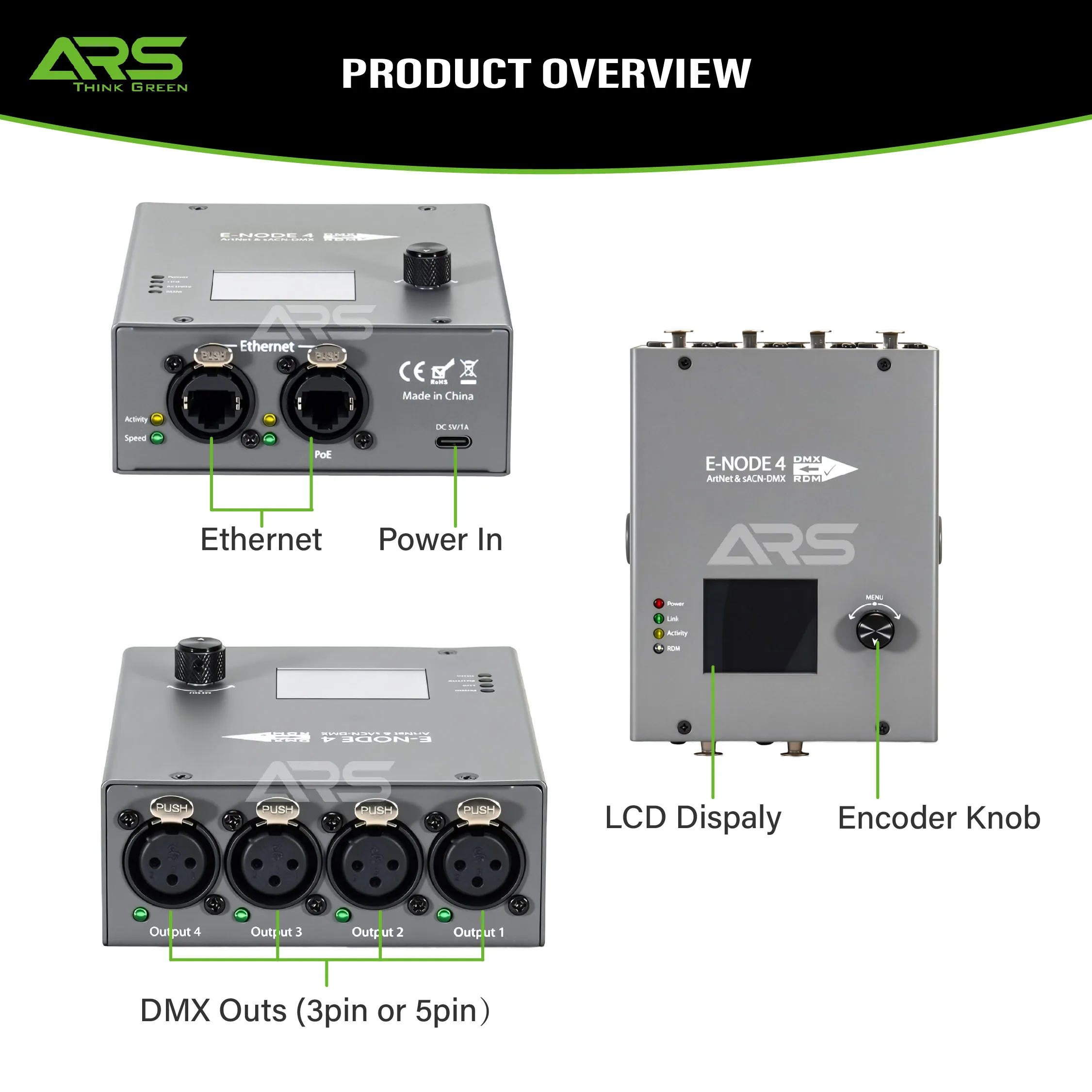 4 Universe Artnet To DMX Node Support sACN RDM DMX512 Lighting Controller Ethernet Signal Converter For Club Party Event Stage
4 Universe Artnet To DMX Node Support sACN RDM DMX512 Lighting Controller Ethernet Signal Converter For Club Party Event Stage