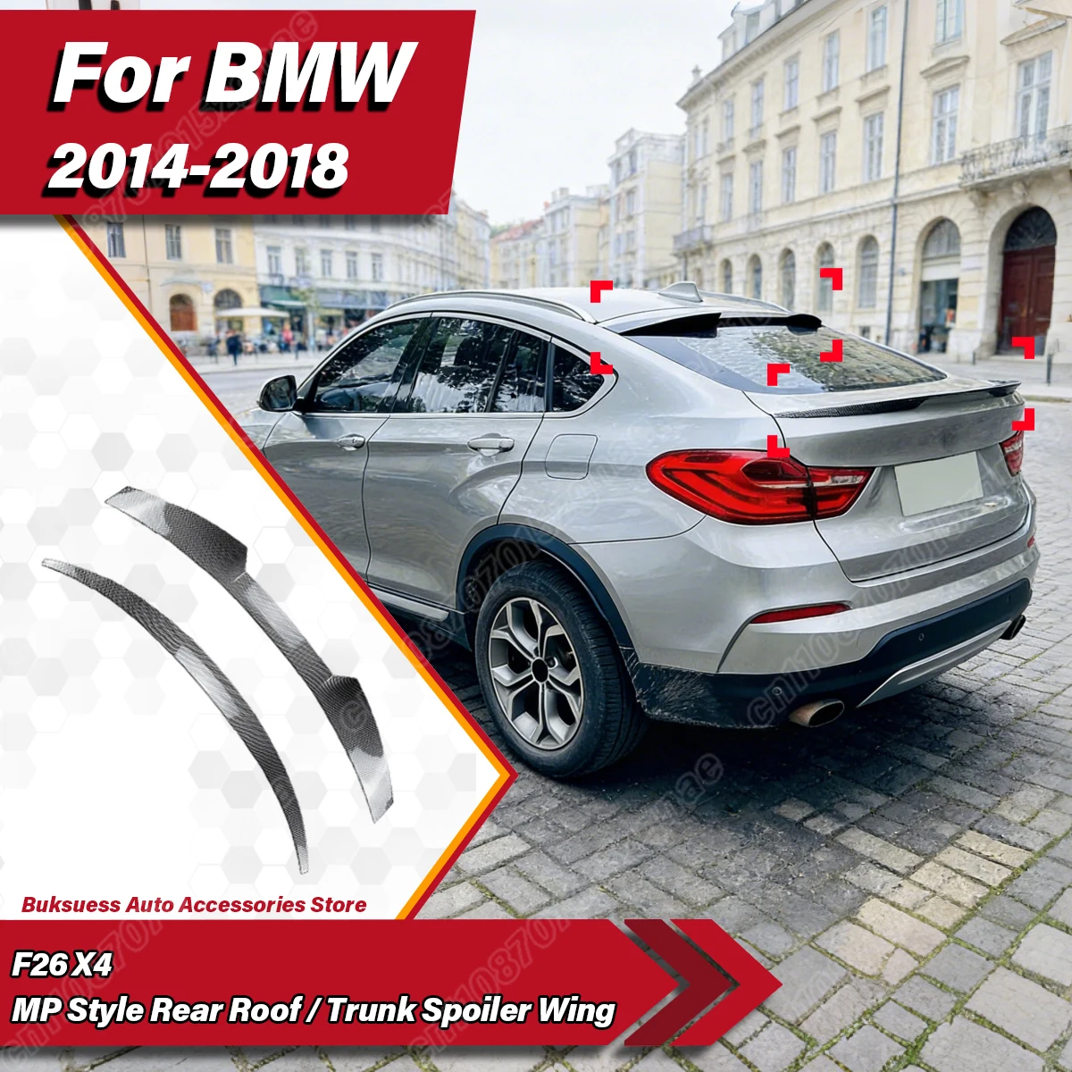 For BMW F26 X4 2014 2015 2016 2017 2018 Automobile MP Style Rear Roof Spoiler Wing Car Rear Splitter Body Modification Kit
For BMW F26 X4 2014 2015 2016 2017 2018 Automobile MP Style Rear Roof Spoiler Wing Car Rear Splitter Body Modification Kit