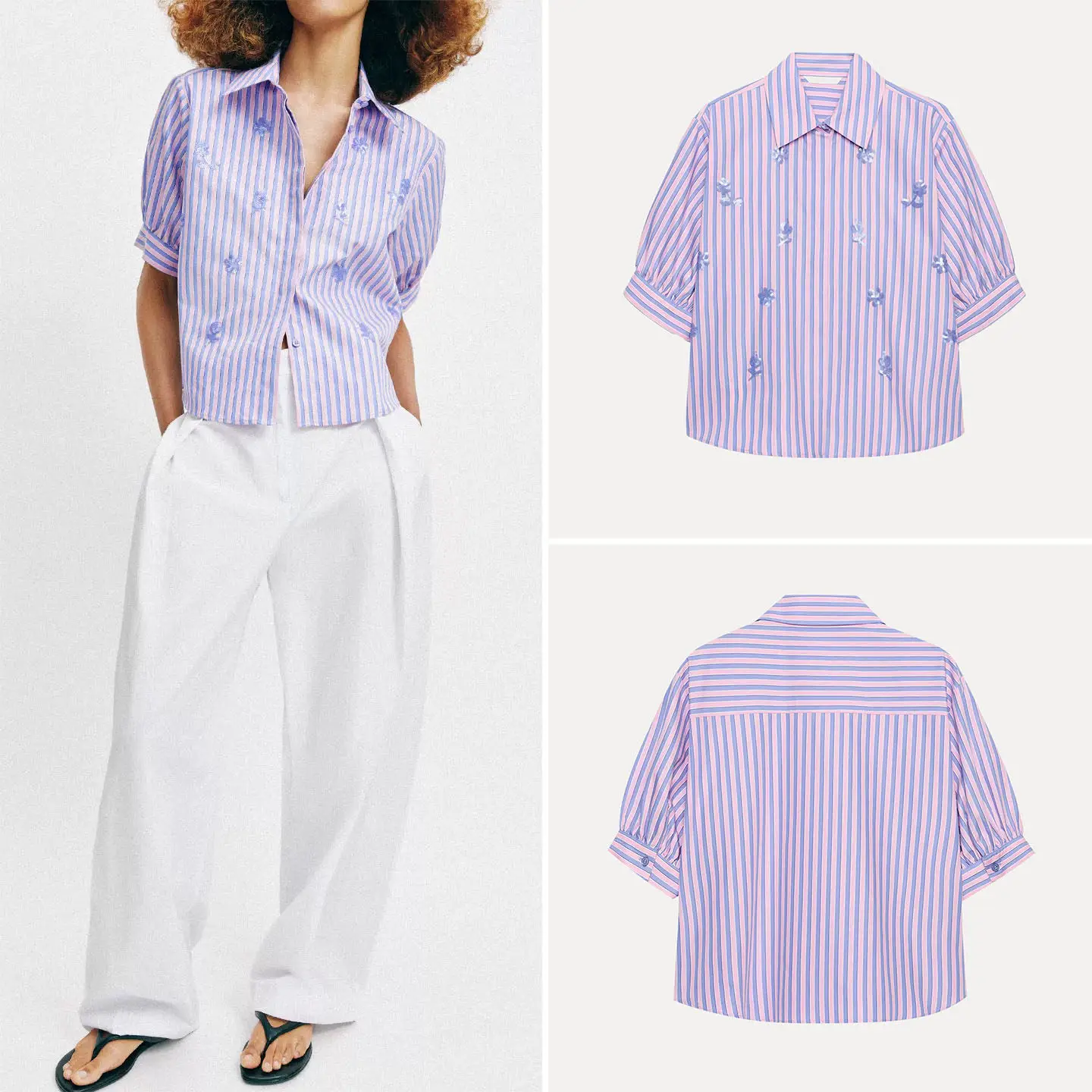 Women's Summer Fashion Bubble Sleeve Pleated Stripe Short Shirt Stand Collar Commute Style Loose Fit Regular Sleeve Length
Women's Summer Fashion Bubble Sleeve Pleated Stripe Short Shirt Stand Collar Commute Style Loose Fit Regular Sleeve Length