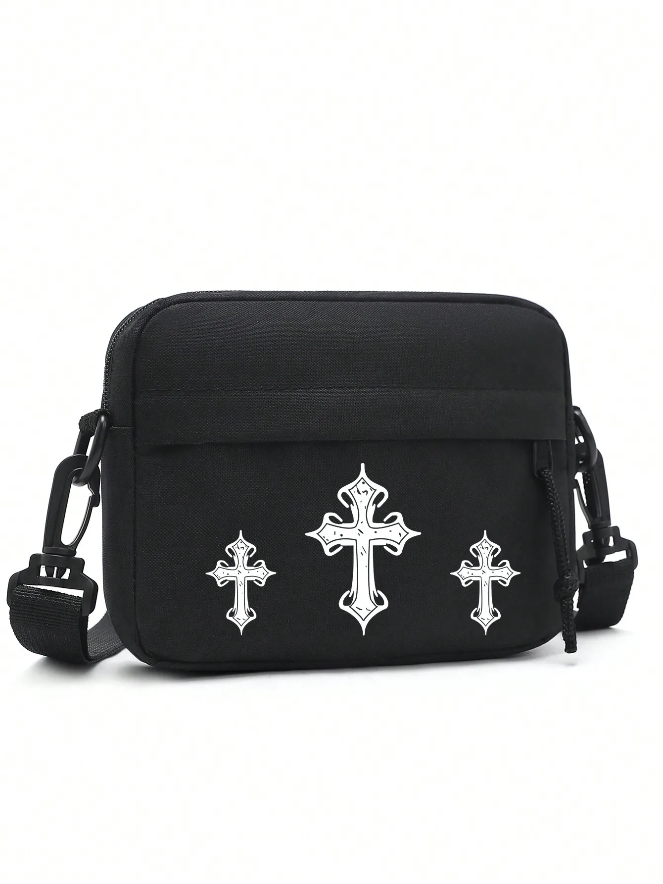Черная нейлоновая сумка через плечо с готическим принтом в виде креста, легкая и водонепроницаемая
Черная нейлоновая сумка через плечо с готическим принтом в виде креста, легкая и водонепроницаемая