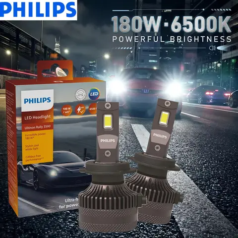 Philips Ultinon Rally 3590 H7 Led Headlight Bulbs 90W High Power H1 H4 H8 H11 9005 HB3 9006 HB4 9012 HIR2 Auto Lamps Fog Lights