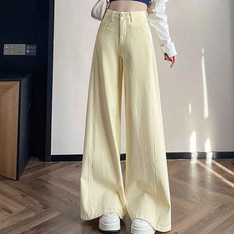 Beige Yellow Wide Leg Denim Pants Women Spring Autumn New Loose High Waist Straight Leisure Trousers Lady Jeans Street Wear
Beige Yellow Wide Leg Denim Pants Women Spring Autumn New Loose High Waist Straight Leisure Trousers Lady Jeans Street Wear