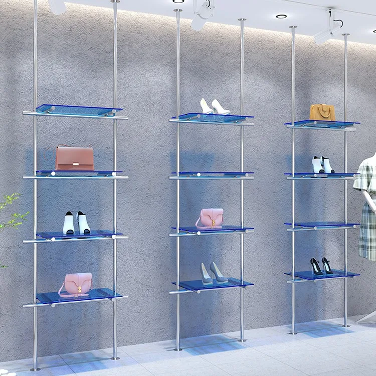 Clothing and shoe store shoe rack on wall column display rack stainless steel live stream acrylic display bag storage shelf
Clothing and shoe store shoe rack on wall column display rack stainless steel live stream acrylic display bag storage shelf