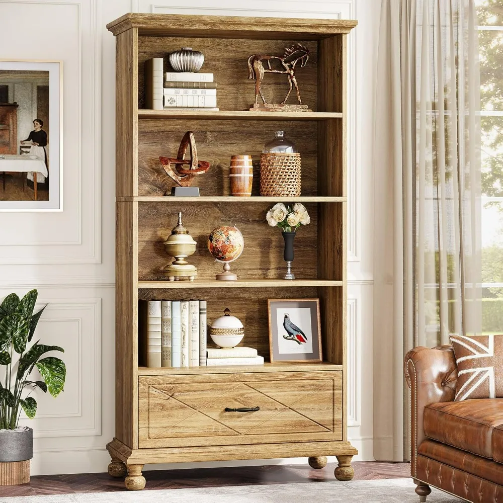 6-Shelf Bookcase with Drawer,6-Tier Large Display Storage Bookshelves for Living Room, Bookshelf with Solid Wood Legs
6-Shelf Bookcase with Drawer,6-Tier Large Display Storage Bookshelves for Living Room, Bookshelf with Solid Wood Legs