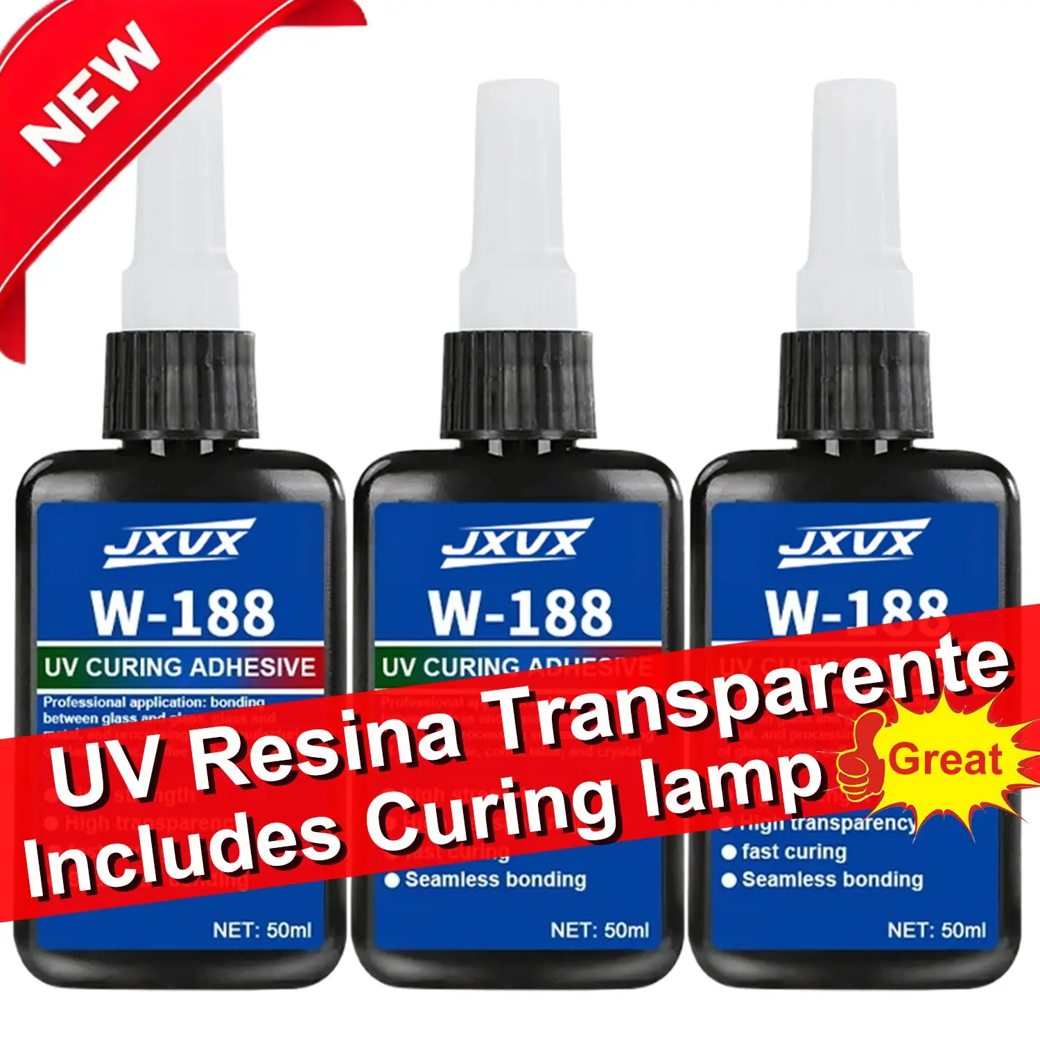 3PCs UV Resina Transparente Con lampara Epoxy Resin DIY Jewelry Making Clear Fast Drying High Hardness UV glue Low odor waterproof for handicraft production.
3PCs UV Resina Transparente Con lampara Epoxy Resin DIY Jewelry Making Clear Fast Drying High Hardness UV glue Low odor waterproof for handicraft production.