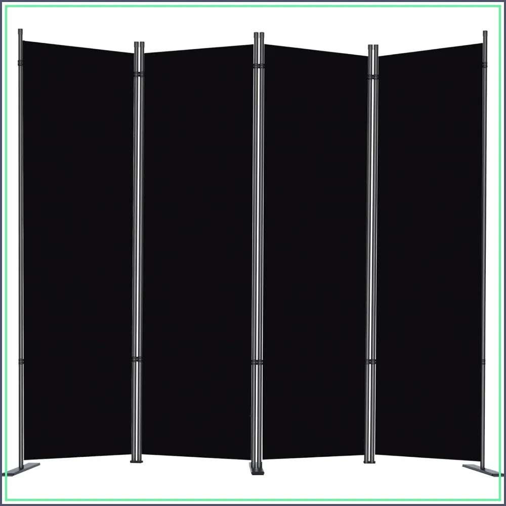 6FT 4-Panel Folding Privacy Screen, Freestanding Room Divider, Sturdy Steel Frame, Black, 89"W x 71"H
6FT 4-Panel Folding Privacy Screen, Freestanding Room Divider, Sturdy Steel Frame, Black, 89"W x 71"H