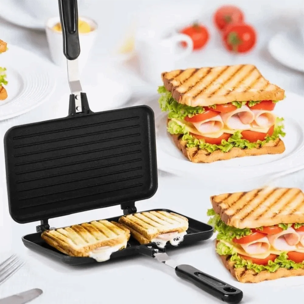 Double-Sided Breakfast Sandwich Baking Pan Heat-resistant Aluminium Alloy Toast Frying Pan Detachable Sandwich Maker Barbecue
Double-Sided Breakfast Sandwich Baking Pan Heat-resistant Aluminium Alloy Toast Frying Pan Detachable Sandwich Maker Barbecue