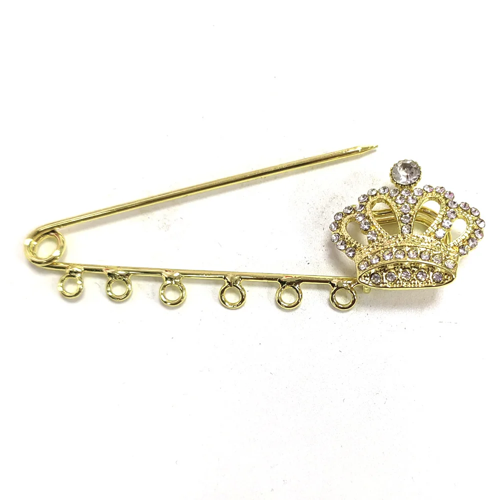 20pcs 8cm Gold Plated Alloy Rhinestone Crown Baby Pins Crystal Islamic Muslim Safety Pins With 6 Loops For DIY Jewelry Making
20pcs 8cm Gold Plated Alloy Rhinestone Crown Baby Pins Crystal Islamic Muslim Safety Pins With 6 Loops For DIY Jewelry Making