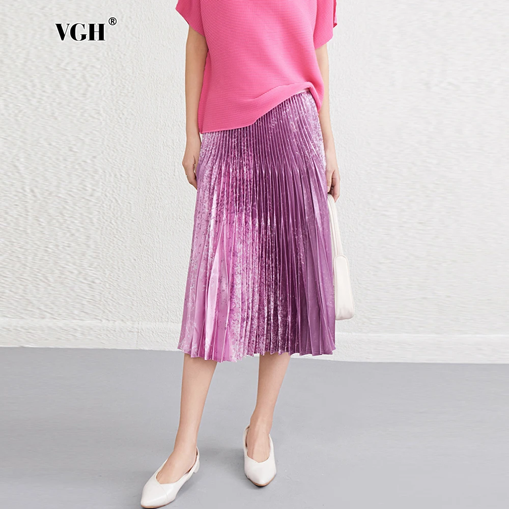 VGH Elegant Gradient Slimming Commute Mid Skirts For Women High Waist Folds Temperament Summer Skirt Female Fashion Style New
VGH Elegant Gradient Slimming Commute Mid Skirts For Women High Waist Folds Temperament Summer Skirt Female Fashion Style New