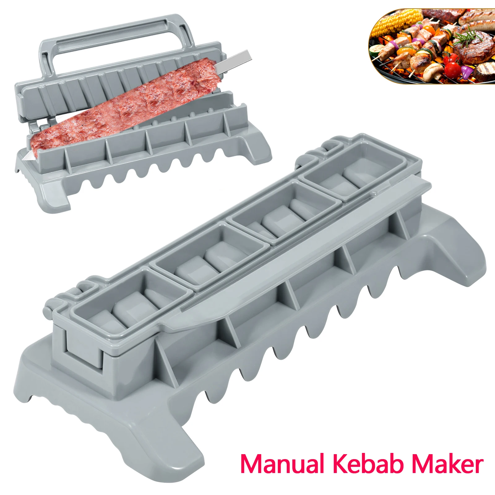 Reusable Single Row Kebab Maker BBQ Meat Skewer Machine Kebab Press Maker Plastic Kebab Mould Grilling Tool Kebab BBQ Tools 
Reusable Single Row Kebab Maker BBQ Meat Skewer Machine Kebab Press Maker Plastic Kebab Mould Grilling Tool Kebab BBQ Tools