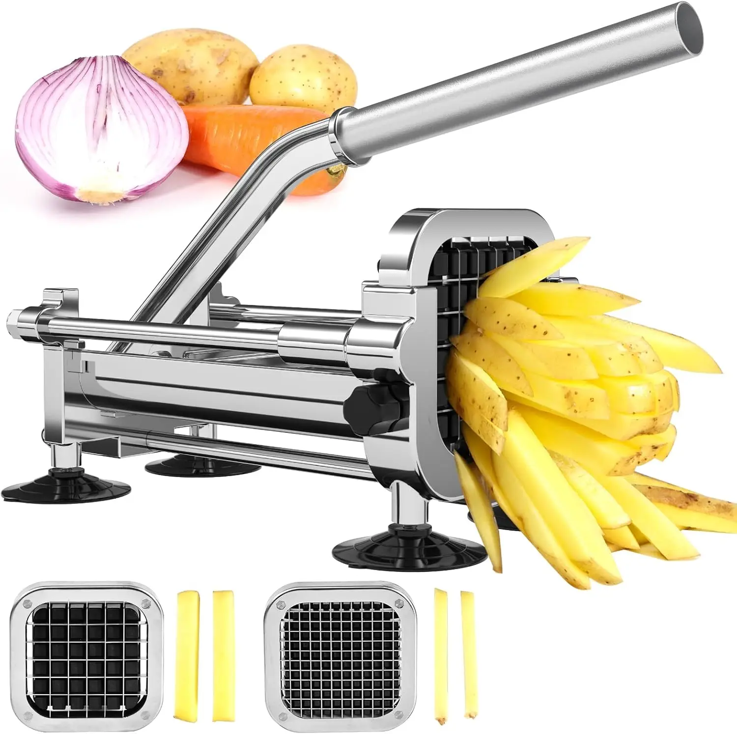 Stainless Steel French Fry Slicer, 2 Blades, Commercial Grade, Easy Clean
Stainless Steel French Fry Slicer, 2 Blades, Commercial Grade, Easy Clean