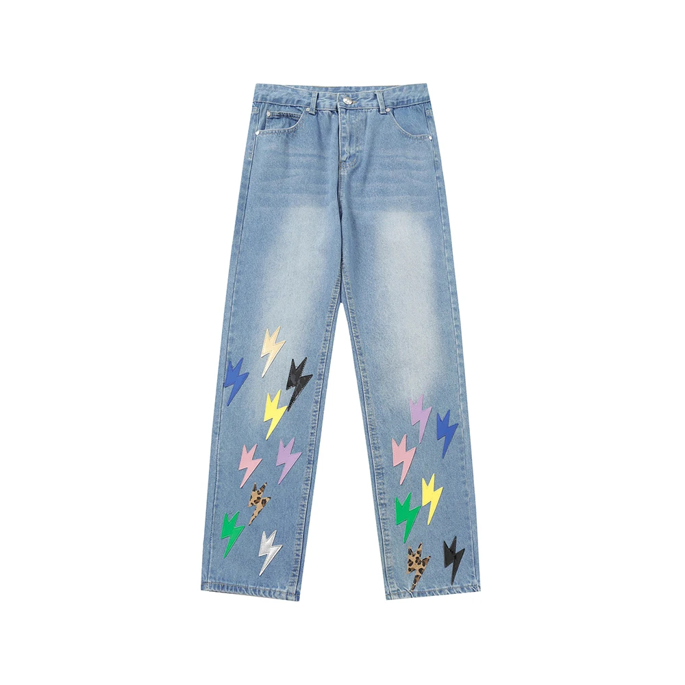Original Lightning Embroidery Washed Baggy Jeans for Men Straight Harajuku Loose Casual Denim Trousers Oversized Cargo Pants
Original Lightning Embroidery Washed Baggy Jeans for Men Straight Harajuku Loose Casual Denim Trousers Oversized Cargo Pants
