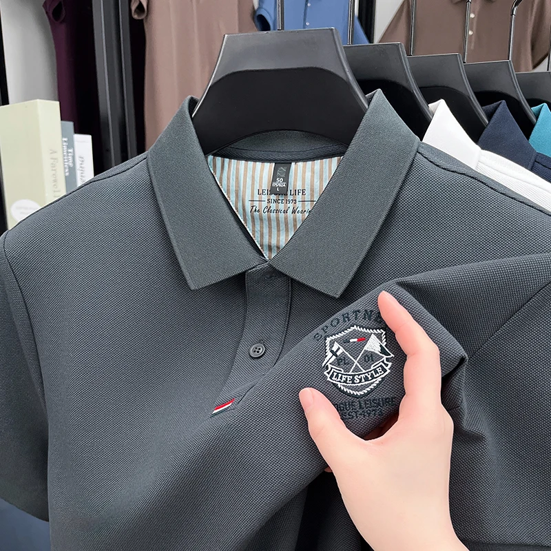 High end brand silk cotton short sleeve men's polo shirt summer fashion new item customized badge embroidery casual golf T-shirt
High end brand silk cotton short sleeve men's polo shirt summer fashion new item customized badge embroidery casual golf T-shirt