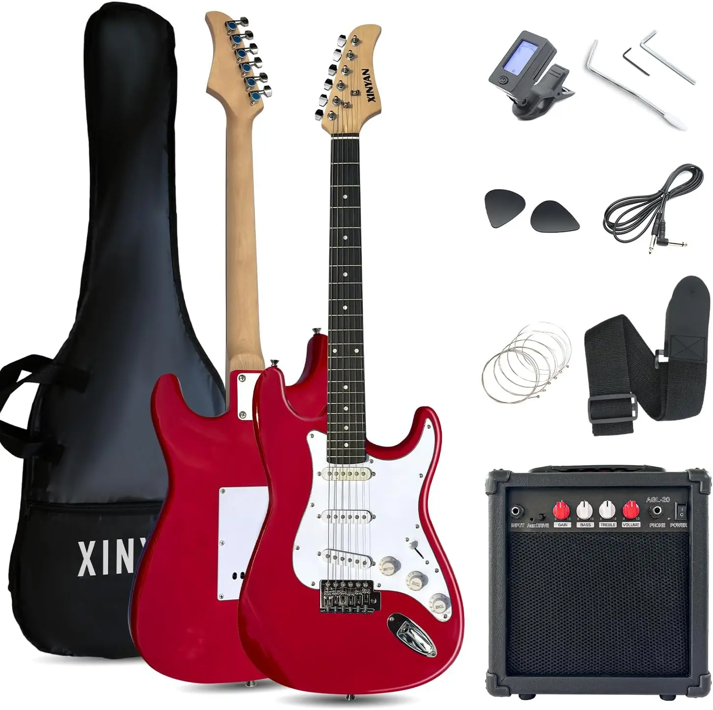 Electric Guitar Starter Kit for Beginners, Full Size 39-Inch Red Guitar with Case, Strap, 20W Amplifier, Strings, Pick, Tremolo Bar
Electric Guitar Starter Kit for Beginners, Full Size 39-Inch Red Guitar with Case, Strap, 20W Amplifier, Strings, Pick, Tremolo Bar