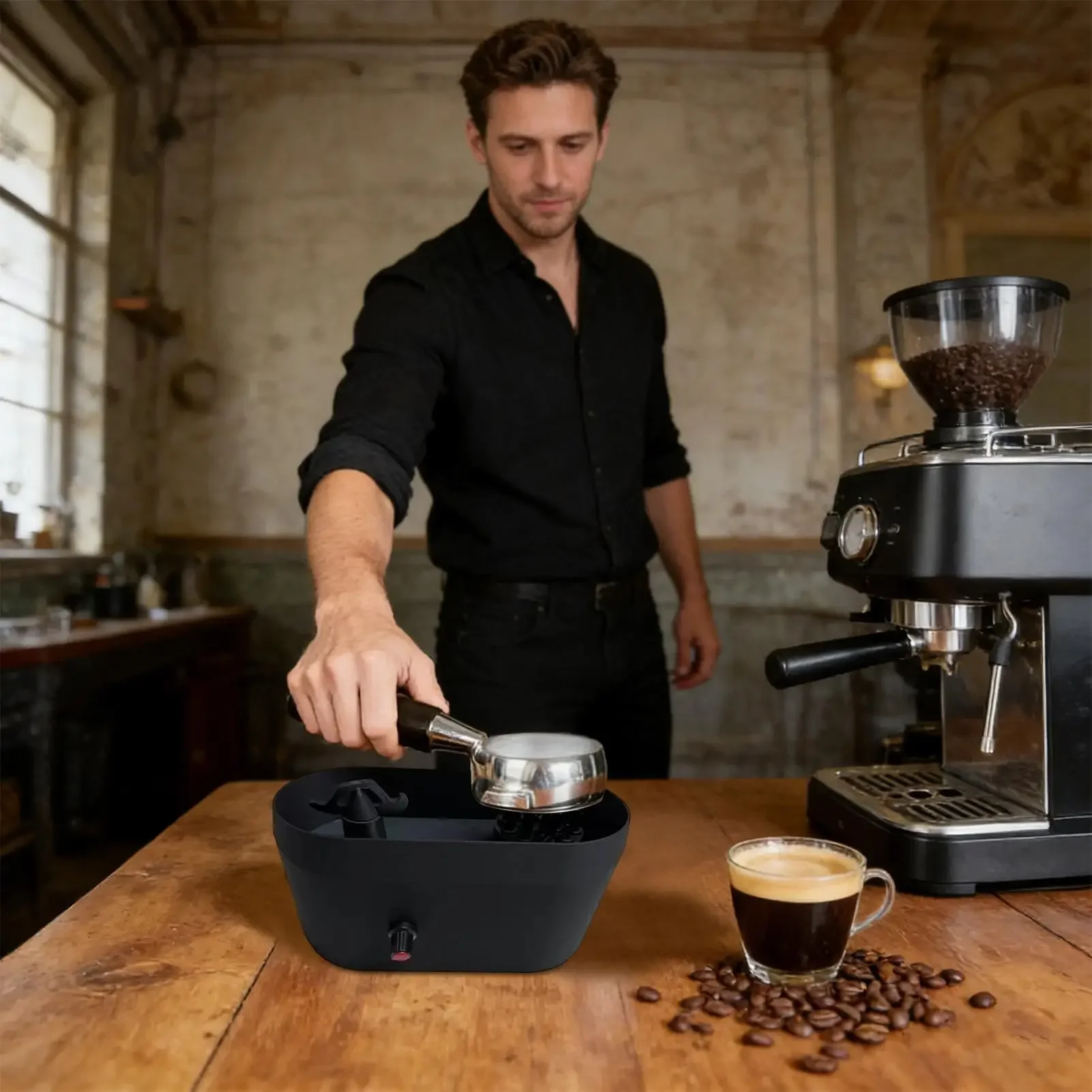 Electric Coffee Portafilter Cleaning Kit Professional Coffee Handle Cleaning Storage Automatic Knock Box Cleaner Stable Holder
Electric Coffee Portafilter Cleaning Kit Professional Coffee Handle Cleaning Storage Automatic Knock Box Cleaner Stable Holder