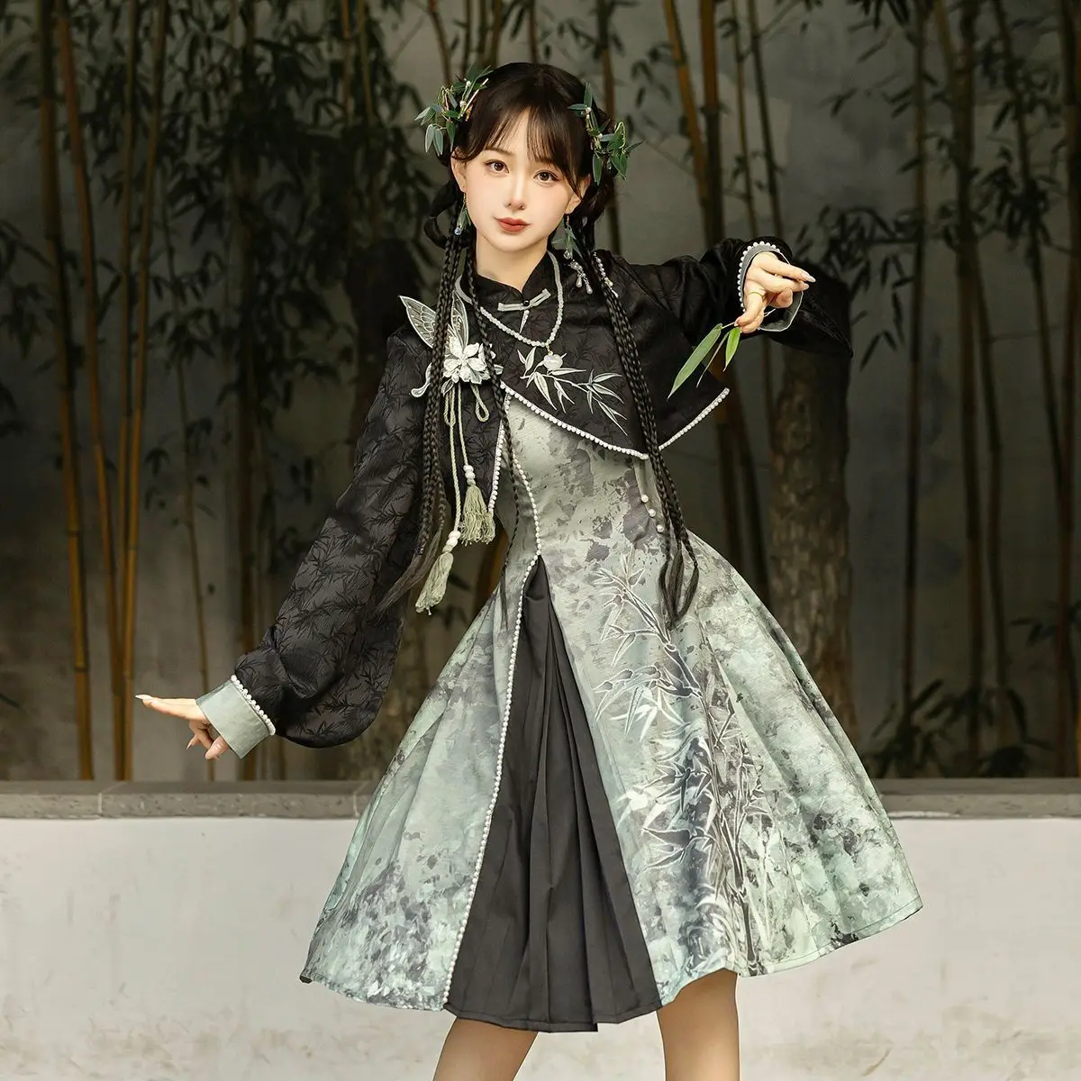 Design Smoke And Bamboo Women's Improved Daily Han Elements Chinese Style New Chinese Style Strap Skirt Commuter Set Spring And
Design Smoke And Bamboo Women's Improved Daily Han Elements Chinese Style New Chinese Style Strap Skirt Commuter Set Spring And