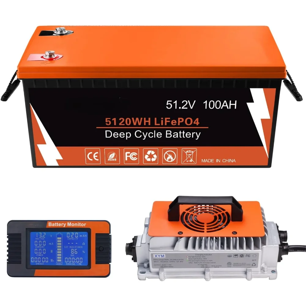48V Lithium Golf Cart Battery, 48 Volt 100Ah LiFePO4 Battery, Built-in Bluetooth 200A BMS, Includes 48V 18A Charger,Monitor
48V Lithium Golf Cart Battery, 48 Volt 100Ah LiFePO4 Battery, Built-in Bluetooth 200A BMS, Includes 48V 18A Charger,Monitor