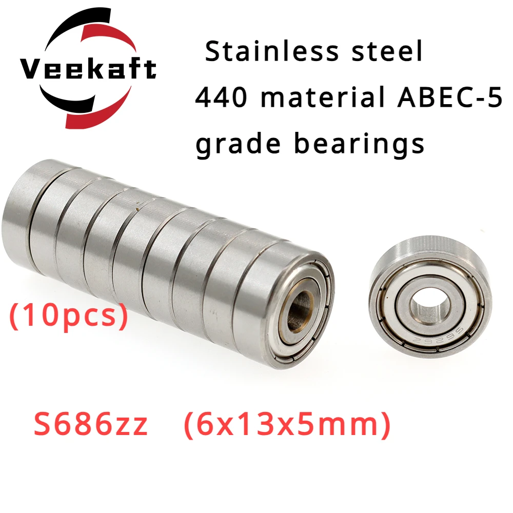 ABEC-5 Grade Stainless Steel 440 Bearings High Precision and Quality Model S686zz 6x13x5mm 10pcs for Industrial Machinery
ABEC-5 Grade Stainless Steel 440 Bearings High Precision and Quality Model S686zz 6x13x5mm 10pcs for Industrial Machinery
