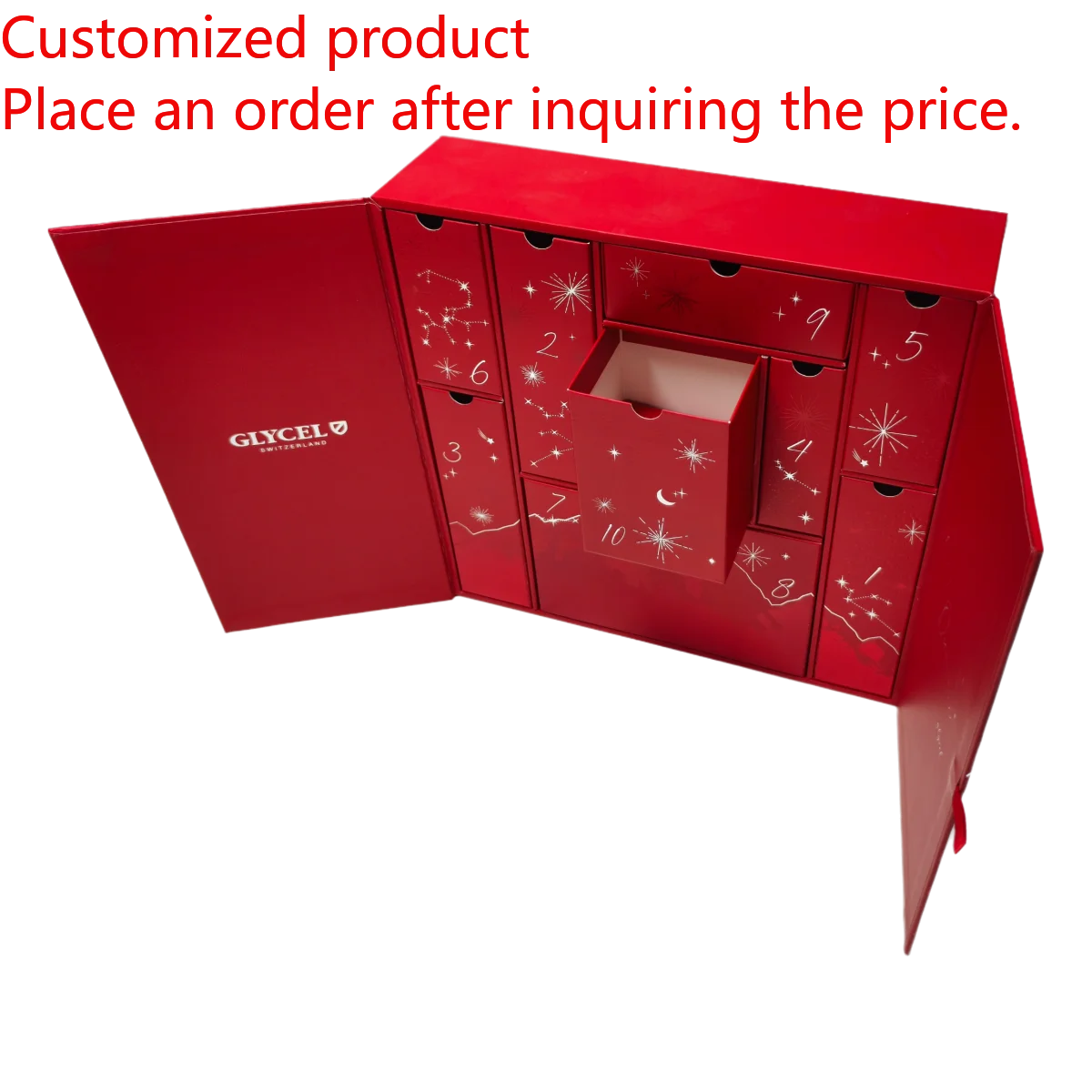 2025Customized logo Luxury Double Door Gift Box Custom 12 24 Days Empty Christmas Cookie Advent Calendar Packaging Box
2025Customized logo Luxury Double Door Gift Box Custom 12 24 Days Empty Christmas Cookie Advent Calendar Packaging Box