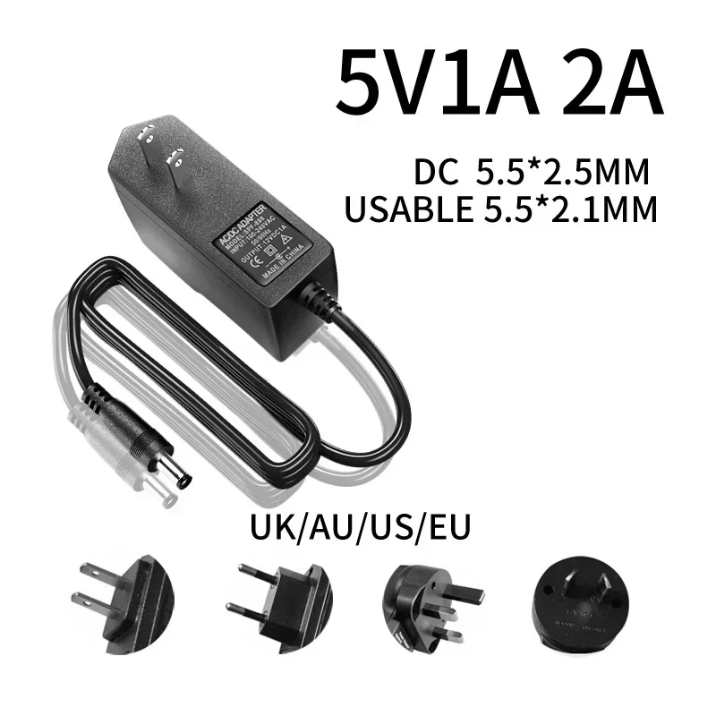US AU UK EU plug 5V 1A 2A AC 110V 220V to DC LED strip CCTV router lighting transformer power 5.5 * 2.1~2.5mm Wall mounted
US AU UK EU plug 5V 1A 2A AC 110V 220V to DC LED strip CCTV router lighting transformer power 5.5 * 2.1~2.5mm Wall mounted