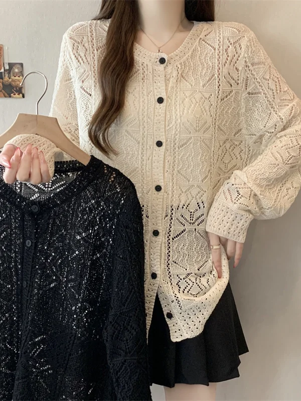plus Size Loose Knitted Summer Open Cardigan Cover up Top Women Breathable UV Protection Hollow out Long Sleeve Elegant Style
plus Size Loose Knitted Summer Open Cardigan Cover up Top Women Breathable UV Protection Hollow out Long Sleeve Elegant Style