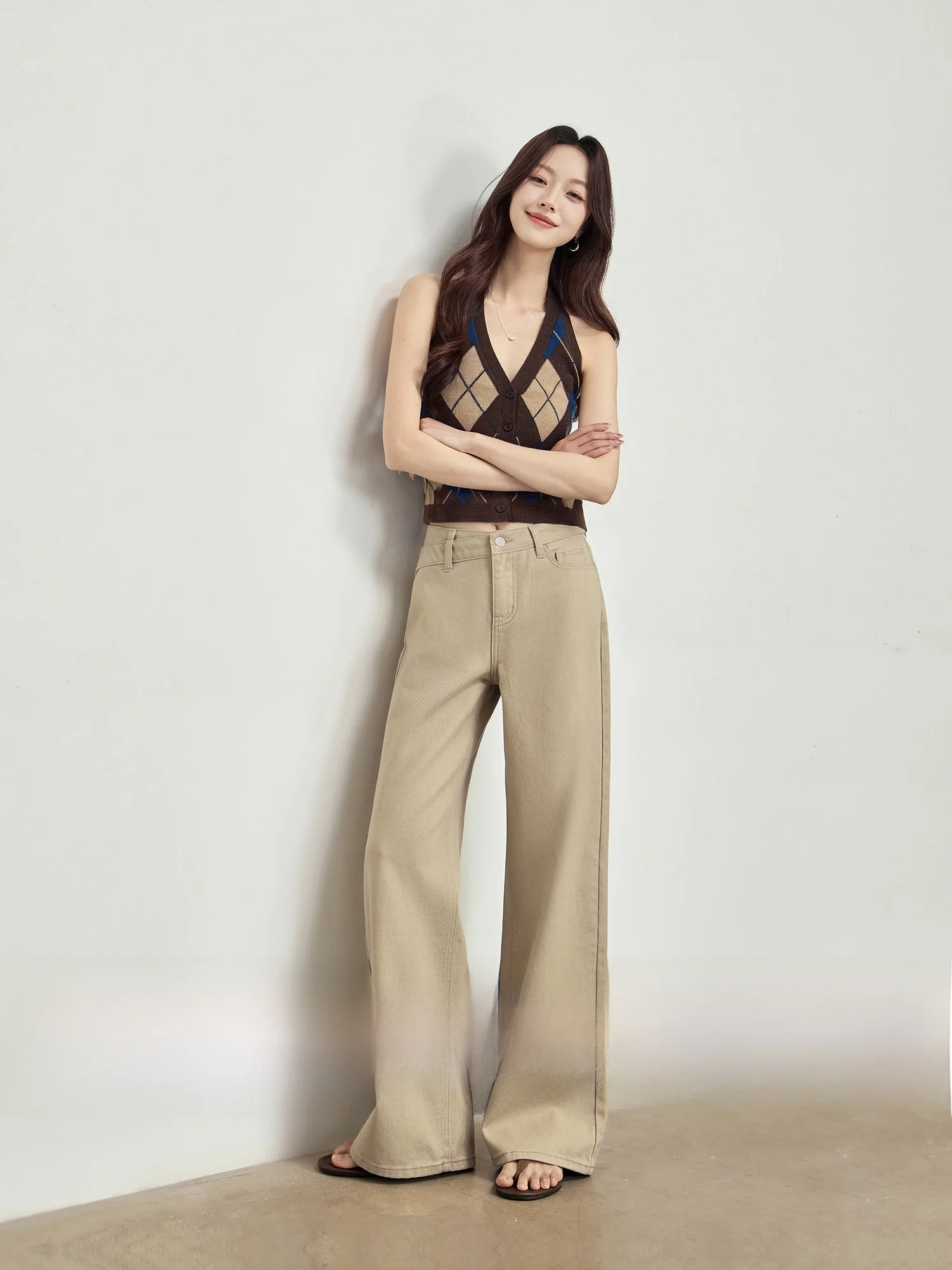 Khaki Wide Leg Jeans Women's Summer Design Slimming Loose Fit Pear Shape Body High Waist Cotton Color Spring 2026
Khaki Wide Leg Jeans Women's Summer Design Slimming Loose Fit Pear Shape Body High Waist Cotton Color Spring 2026