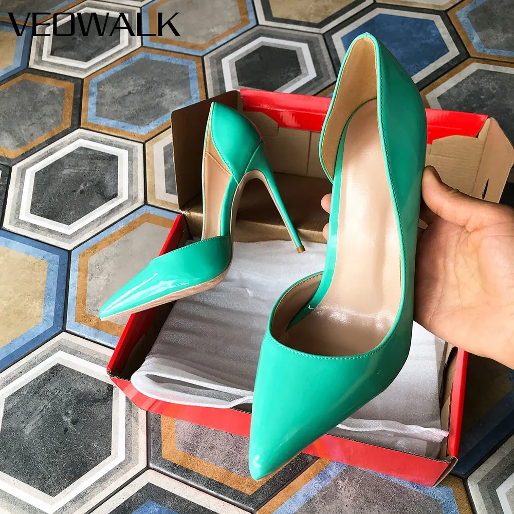 Veowalk Solid Glossy Mint Green Women D'Orsay Stiletto Pumps Comfortable Pointed Toe Slip On High Heels for Parties wedding Club
Veowalk Solid Glossy Mint Green Women D'Orsay Stiletto Pumps Comfortable Pointed Toe Slip On High Heels for Parties wedding Club